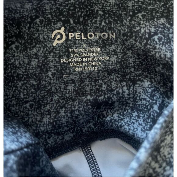 Peloton Cadence Blue Speckle High Waist Capri Logo Athletic Leggings Size Small - Picture 2 of 4